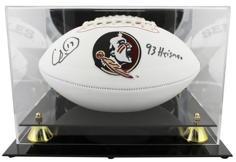 Florida State Charlie Ward "Heisman" Signed White Panel Football W/ Case BAS Wit