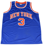 JOHN STARKS AUTOGRAPHED NEW YORK KNICKS #3 BLUE BASKETBALL JERSEY JSA