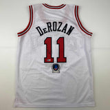 Autographed/Signed DeMar DeRozan Chicago White Basketball Jersey Beckett BAS COA