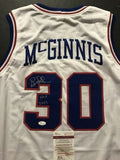 Autographed/Signed GEORGE MCGINNIS HOF 17 Philadelphia White Jersey JSA COA Auto