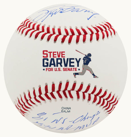 Steve Garvey Signed Steve Garvey For U.S. Senate Logo Baseball w/2-INSC (SS COA)