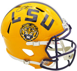 ODELL BECKHAM JR. AUTOGRAPHED LSU YELLOW FULL SIZE HELMET BECKETT WITNESS 235086