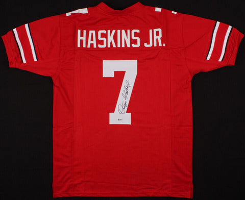 Dwayne Haskins Signed Ohio State Buckeyes Red Jersey (Beckett) Killed April 2022