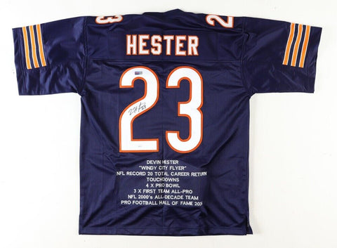 Devin Hester Signed Chicago Bears Stat Jersey (JSA) NFL All Time Return Leader