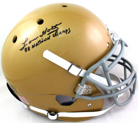 Lou Holtz Signed Notre Dame Schutt F/S Authentic Helmet w/ Insc- Beckett W *Blk