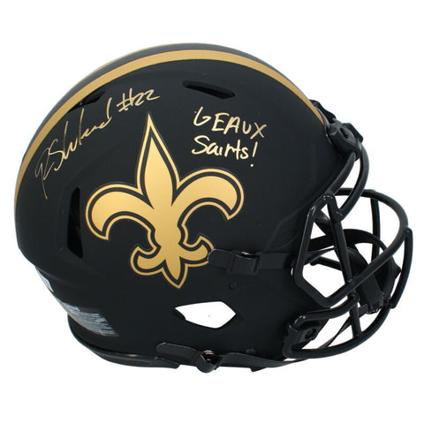 Rashid Shaheed Autographed GEAUX SAINTS! Saints Eclipse Authentic Helmet Beckett