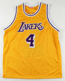 Byron Scott Signed L A Lakers Career Stat Jersey Inscribed 3X Champm (PSA/DNA)