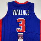 Autographed/Signed Ben Wallace Detroit Blue Basketball Jersey JSA COA Auto