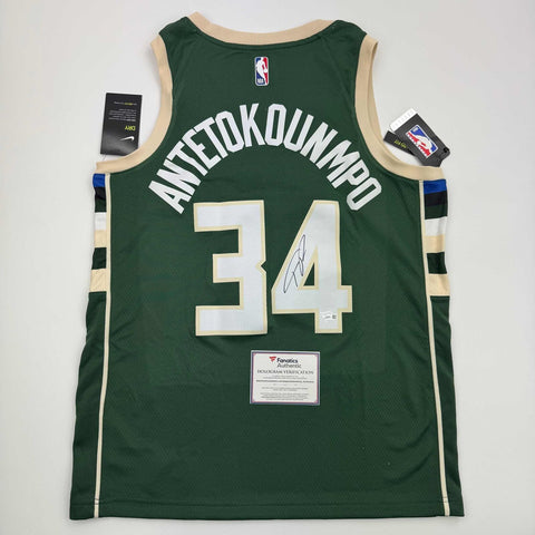 Autographed/Signed Giannis Antetokounmpo Bucks Green Custom Jersey Fanatics COA