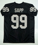 Warren Sapp Autographed Black Pro Style Jersey HOF- JSA Witness Auth *Vert HOF