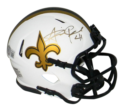 ALVIN KAMARA AUTOGRAPHED NEW ORLEANS SAINTS LUNAR SPEED MINI HELMET BECKETT