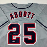 Autographed/Signed Jim Abbott California Angels Grey Jersey Beckett BAS Holo