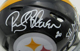 Rocky Bleier HOF Signed/Inscr Black Mini Helmet Steelers Becket Witness 191559