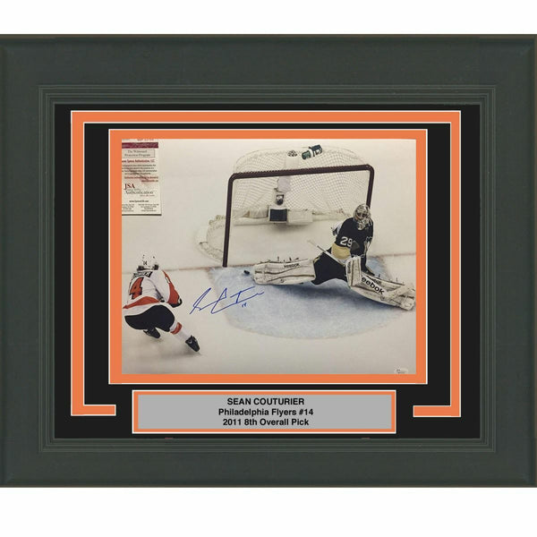 FRAMED Autographed/Signed SEAN COUTURIER Flyers Vs Fleury 16x20 Photo JSA COA