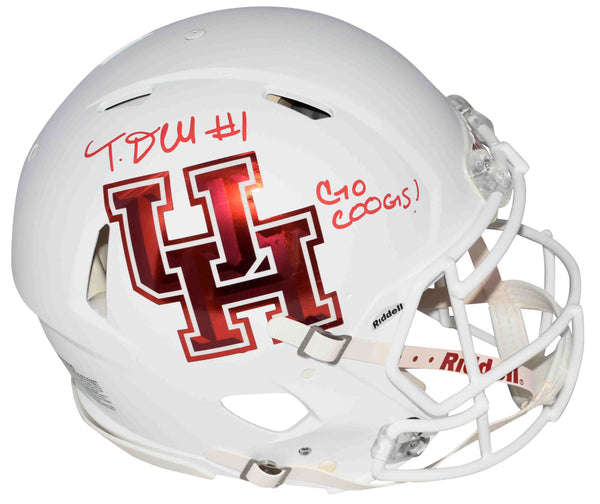 TANK DELL AUTOGRAPHED HOUSTON COUGARS WHITE AUTHENTIC SPEED HELMET BECKETT