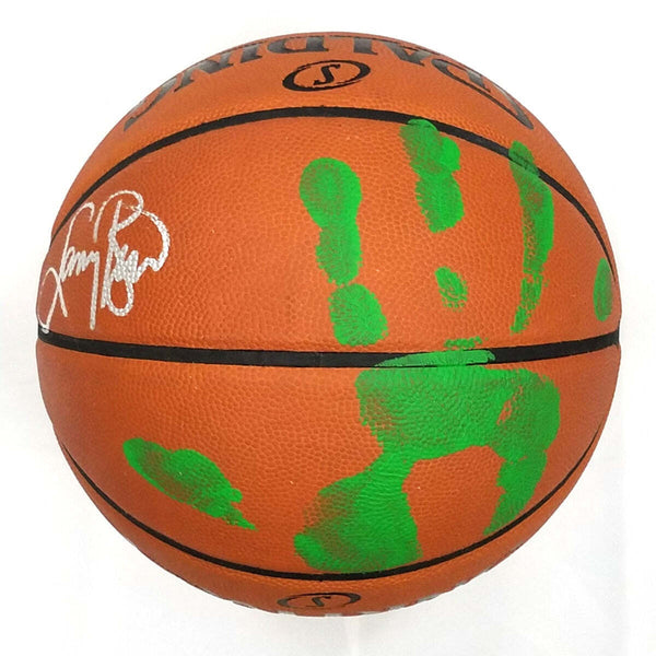 Larry Bird Signed Celtics NBA Replica Game Ball W/Hand Print in Green Beckett