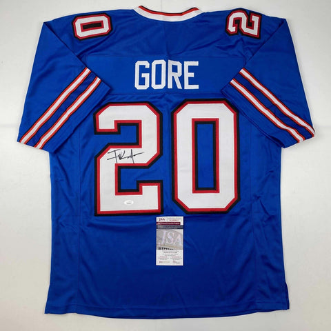 Autographed/Signed Frank Gore Buffalo Blue Football Jersey JSA COA