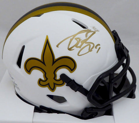 Drew Brees Auto Saints Lunar Eclipse Speed Mini Helmet (Smudged) Beckett WG57807