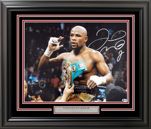 FLOYD MAYWEATHER JR. AUTOGRAPHED FRAMED 16X20 PHOTO BECKETT BAS STOCK #209372