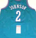 Larry Johnson Signed Charlotte Hornets Jersey (JSA COA) #1 Overall Pk 1991 Draft