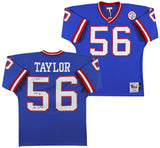 Giants Lawrence Taylor "2x Insc" Signed 1990 Blue M&N TB Authentic Jersey BAS