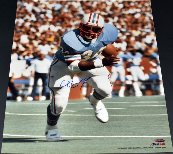 EARL CAMPBELL SIGNED AUTOGRAPHED HOUSTON OILERS 16x20 PHOTO TRISTAR