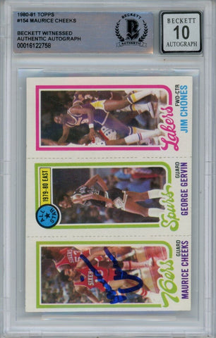 Maurice Cheeks Autographed 1980 Topps #154 Trading Card Beckett 43921