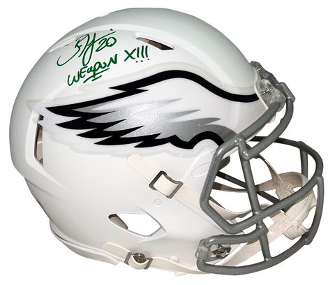 BRIAN DAWKINS SIGNED PHILADELPHIA EAGLES FLAT WHITE AUTHENTIC HELMET W/ WEAPON X