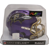 Ray Lewis Autographed/Signed Baltimore Ravens Mini Helmet Beckett 46940