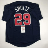 Autographed/Signed John Smoltz Atlanta Blue Baseball Jersey JSA COA AUto