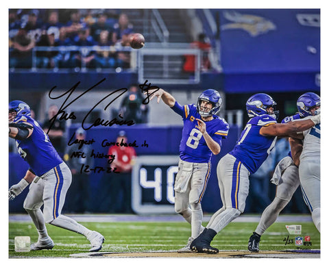 Kirk Cousins Signed Vikings Largest Comeback 16x20 Photo w/INSC - (Fanatics COA)