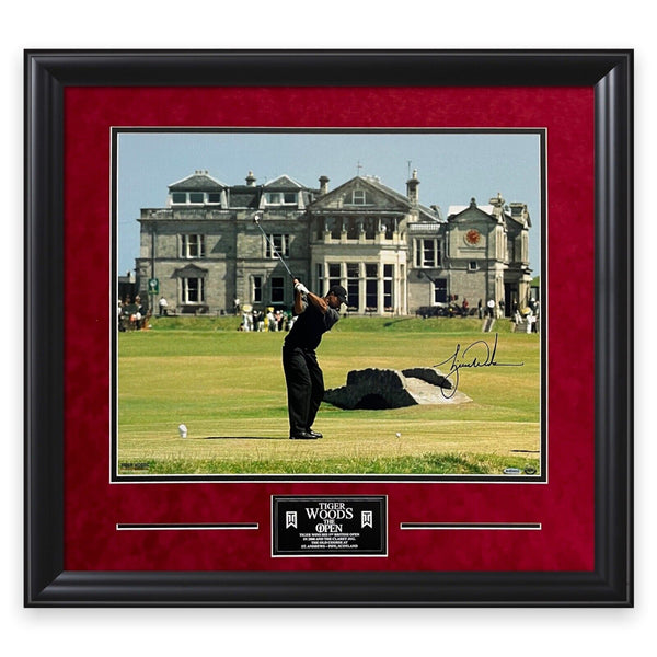 Tiger Woods Signed Autographed British Open Photograph Framed to 24x30 UDA COA