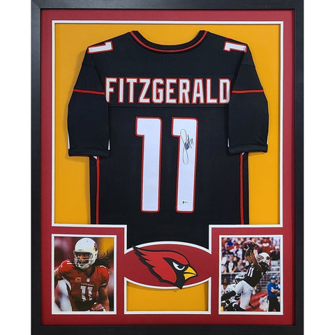 Larry Fitzgerald Autographed Signed Framed Black Cardinals RY Jersey BECKETT