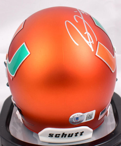 Ray Lewis Ed Reed Autographed Miami Hurricanes Schutt Mini Helmet-Beckett W  Holo