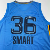 Autographed/Signed Marcus Smart Memphis Light Blue Basketball Jersey Beckett BAS