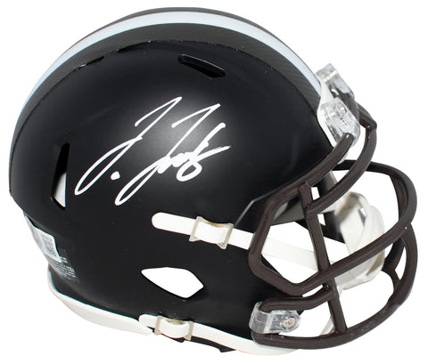 JERRY JEUDY SIGNED CLEVELAND BROWNS FLAT BLACK SPEED MINI HELMET BECKETT