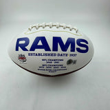 Autographed/Signed Aaron Donald Rams Full Size White Panel Logo Football BAS COA