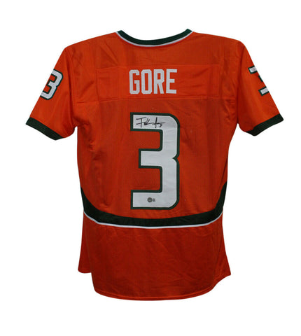 Frank Gore Autographed/Signed College Style Orange XL Jersey Beckett BAS 34529