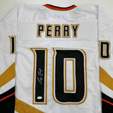 Autographed/Signed Corey Perry Anaheim White Hockey Jersey JSA COA