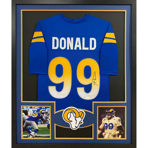 Aaron Donald Autographed Signed Framed Blue Rams Jersey JSA