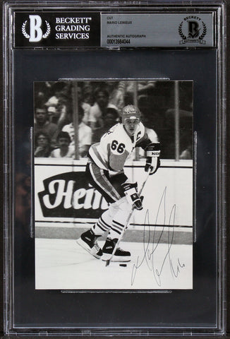 Penguins Mario Lemieux Authentic Signed 4.25x5.5 Cut Signature BAS Slabbed