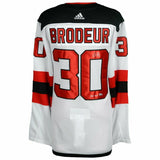 MARTIN BRODEUR Autographed "HOF 18" Devils Authentic White Jersey FANATICS