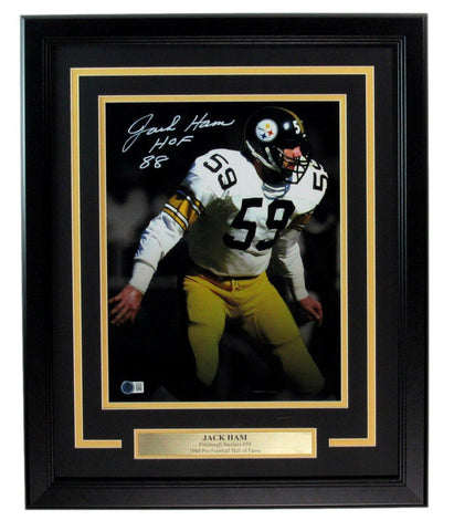 Jack Ham HOF Signed/Inscribed 11x14 Photo Steelers Framed Beckett 191617