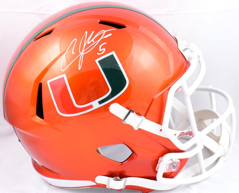 Andre Johnson Autographed Miami Hurricanes F/S Flash Speed Helmet-Beckett W Holo