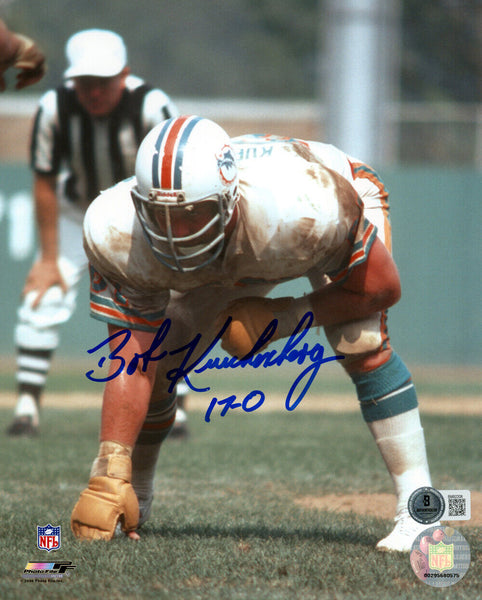 Bob Kuechenberg Signed Miami Dolphins 8x10 Photo 17-0 Beckett 47800