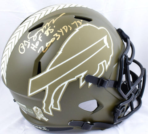 O.J. Simpson Signed Bills F/S Salute to Service Speed Helmet w/HOF,Yds.- JSA W