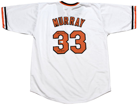 EDDIE MURRAY SIGNED AUTOGRAPHED BALTIMORE ORIOLES #33 WHITE JERSEY W/ HOF 2003