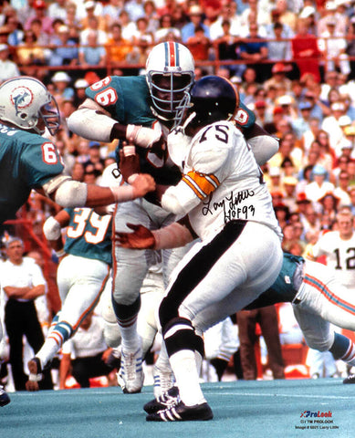 Larry Little Signed Dolphins vs Steelers 16x20 Photo w/HOF'93 - (SCHWARTZ COA)