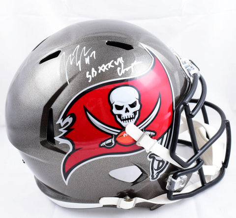 John Lynch Autographed Buccaneers F/S Speed Helmet W/SB Champs- Beckett W Holo