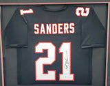 FALCONS DEION SANDERS AUTOGRAPHED BLACK CUSTOM FRAMED JERSEY BECKETT 185769